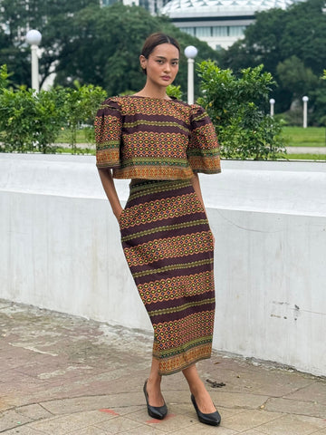 ZIYA Maya LONG SKIRT Ethnic Printed Cotton Garter Waist with Pockets
