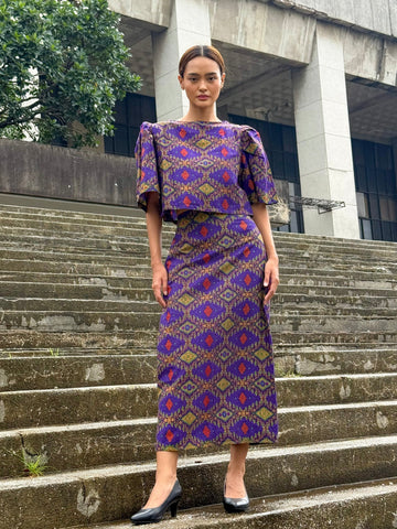 ZIYA Maya LONG SKIRT Ethnic Printed Cotton Garter Waist with Pockets