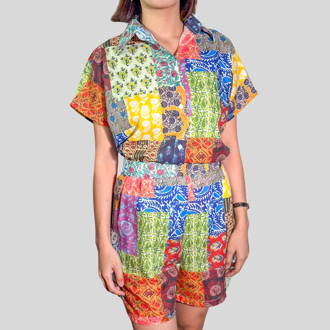 Patchwork Printed Coords Top and Shorts