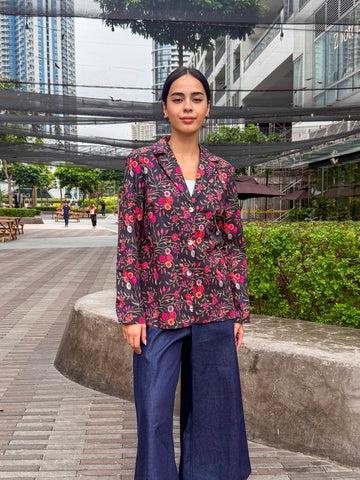 Ziya Siklab Denim Blazer Suits Formal Style Longsleeve Denim Fabric Womenswear Minimal Basic Casual