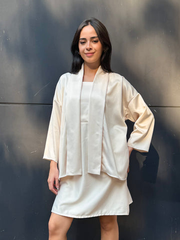 Hiyas Plain Silk Kimono Luxurious Coverup Cardigan Womenswear Basic Outerwear Minimalist for Everyday Style