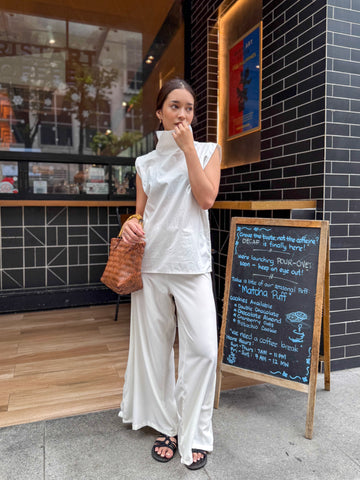 Ziya Nadine Set Comfortable Coords High Turtle Neck Neckline Flared Pants