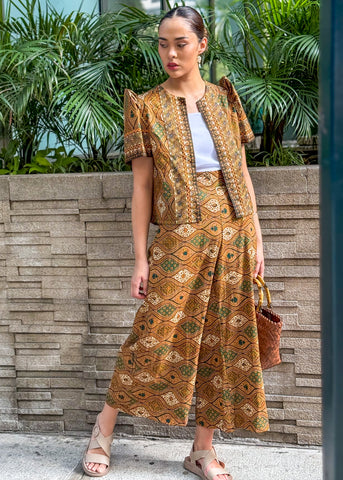 Lina Cotton Batik Wide Leg Pants