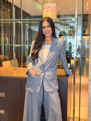 Ziya Siklab Denim Blazer Suits Formal Style Longsleeve Denim Fabric Womenswear Minimal Basic Casual