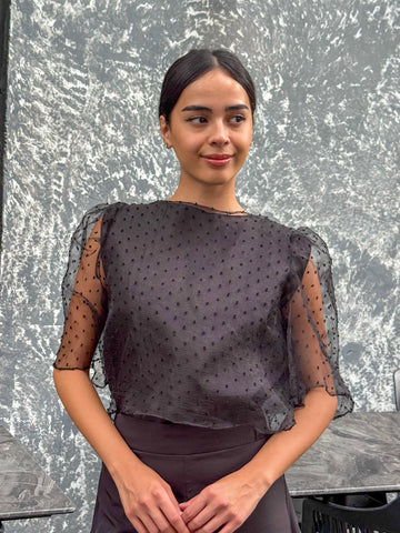 ZIYA Maria Organza Top Swiss Dot With Inner Top Filipiniana Puff Sleeve
