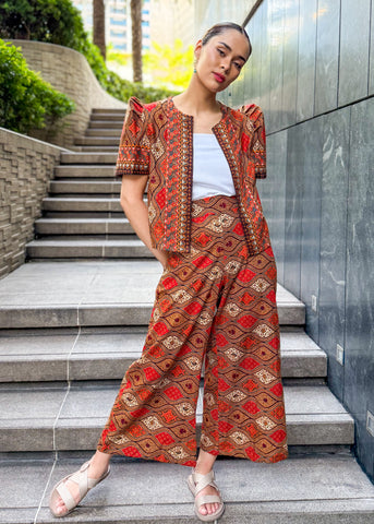 Lina Cotton Batik Wide Leg Pants