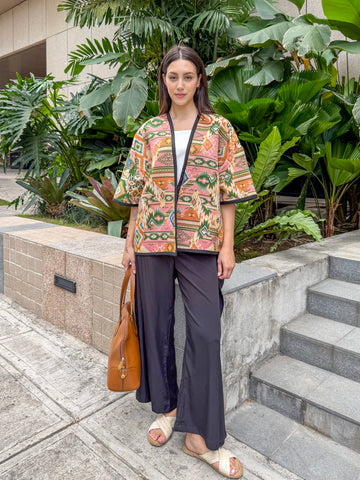 Ziya Mahalina Bolero Top Jacquard Bohemian Ethnic Blazer Cardigan Jacket