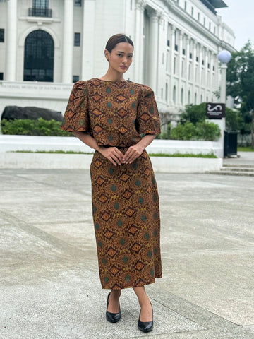 ZIYA Maya LONG SKIRT Ethnic Printed Cotton Garter Waist with Pockets