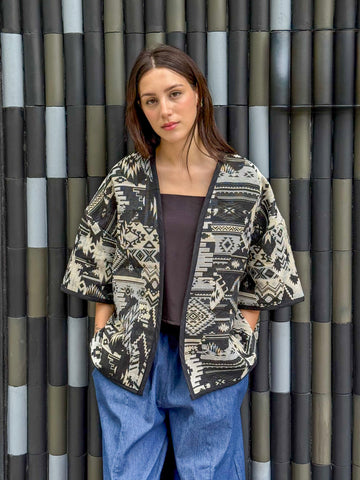 Ziya Mahalina Bolero Top Jacquard Bohemian Ethnic Blazer Cardigan Jacket
