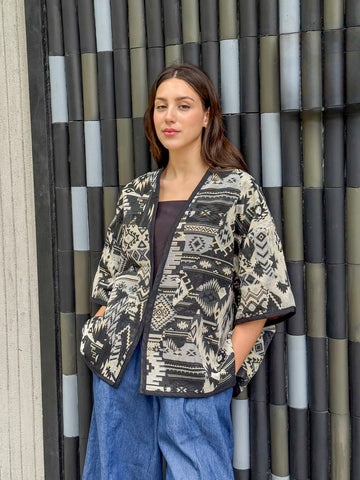 Ziya Mahalina Bolero Top Jacquard Bohemian Ethnic Blazer Cardigan Jacket