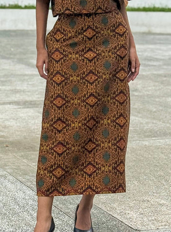 ZIYA Maya LONG SKIRT Ethnic Printed Cotton Garter Waist with Pockets