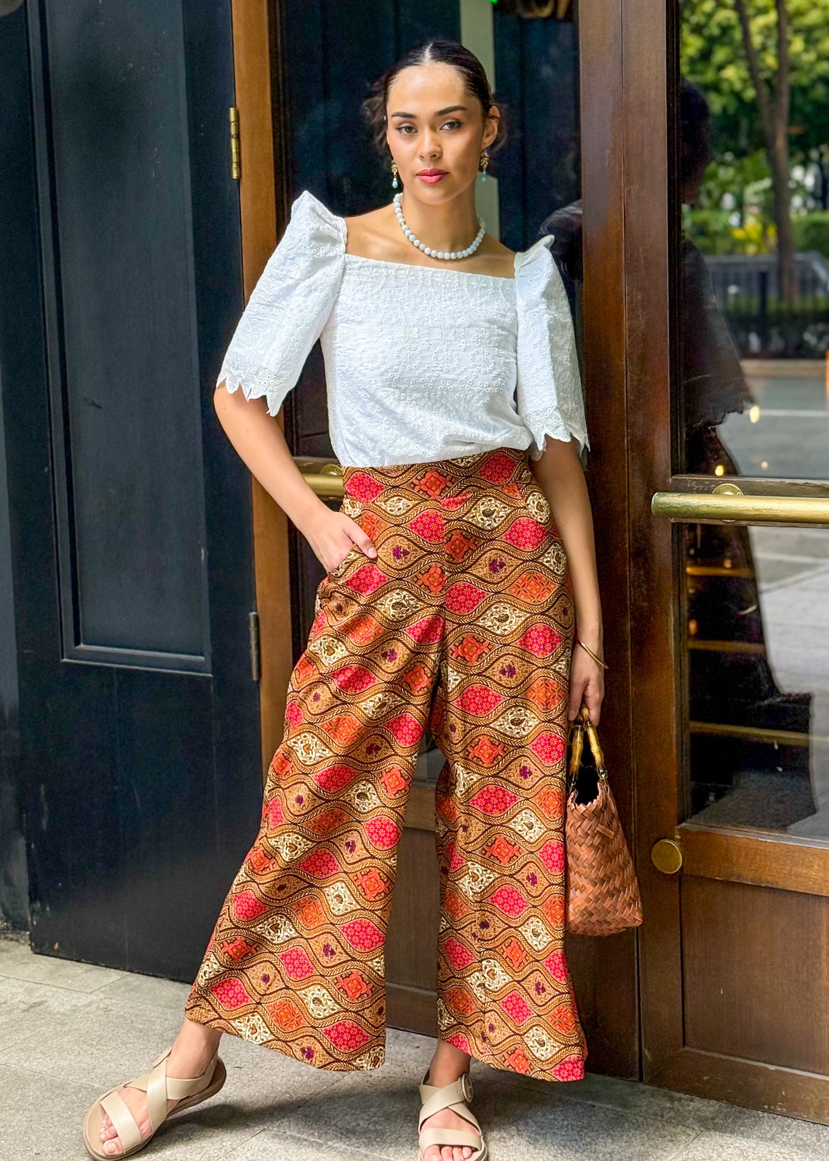 Lina Cotton Batik Wide Leg Pants