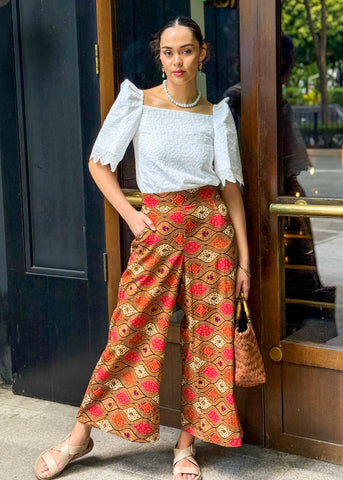 Lina Cotton Batik Wide Leg Pants