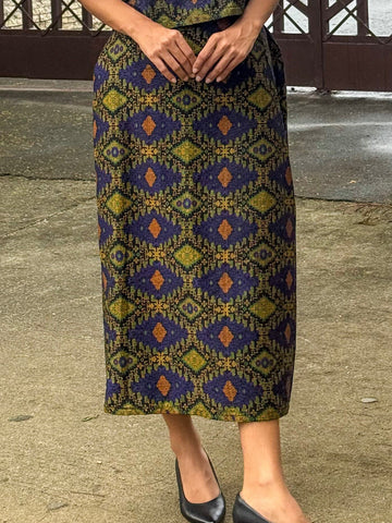 ZIYA Maya LONG SKIRT Ethnic Printed Cotton Garter Waist with Pockets