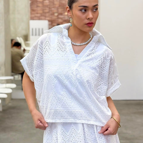 Yasmin Eyelet Blouse and Skirt