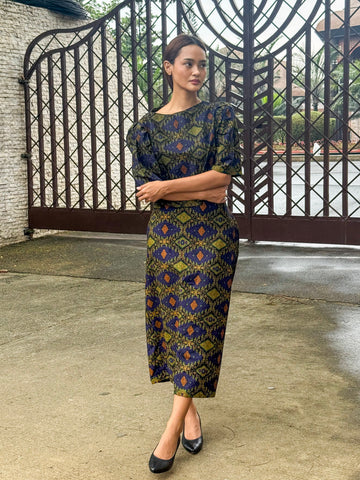 ZIYA Maya LONG SKIRT Ethnic Printed Cotton Garter Waist with Pockets
