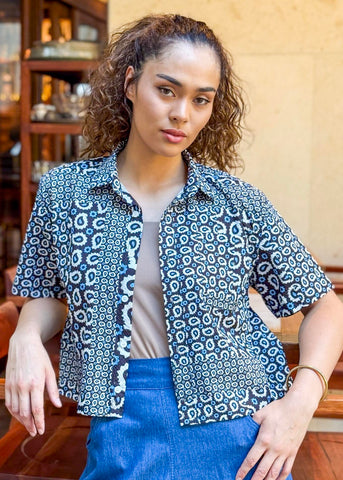 Issa Cropped Button Down Polo Shirt