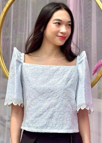 Kaya Eyelet Filipiñiana Top