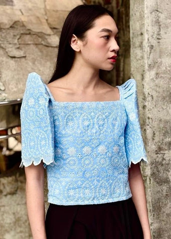 Kaya Eyelet Filipiñiana Top