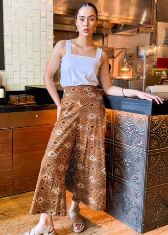 Lina Cotton Batik Wide Leg Pants