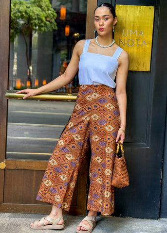 Lina Cotton Batik Wide Leg Pants