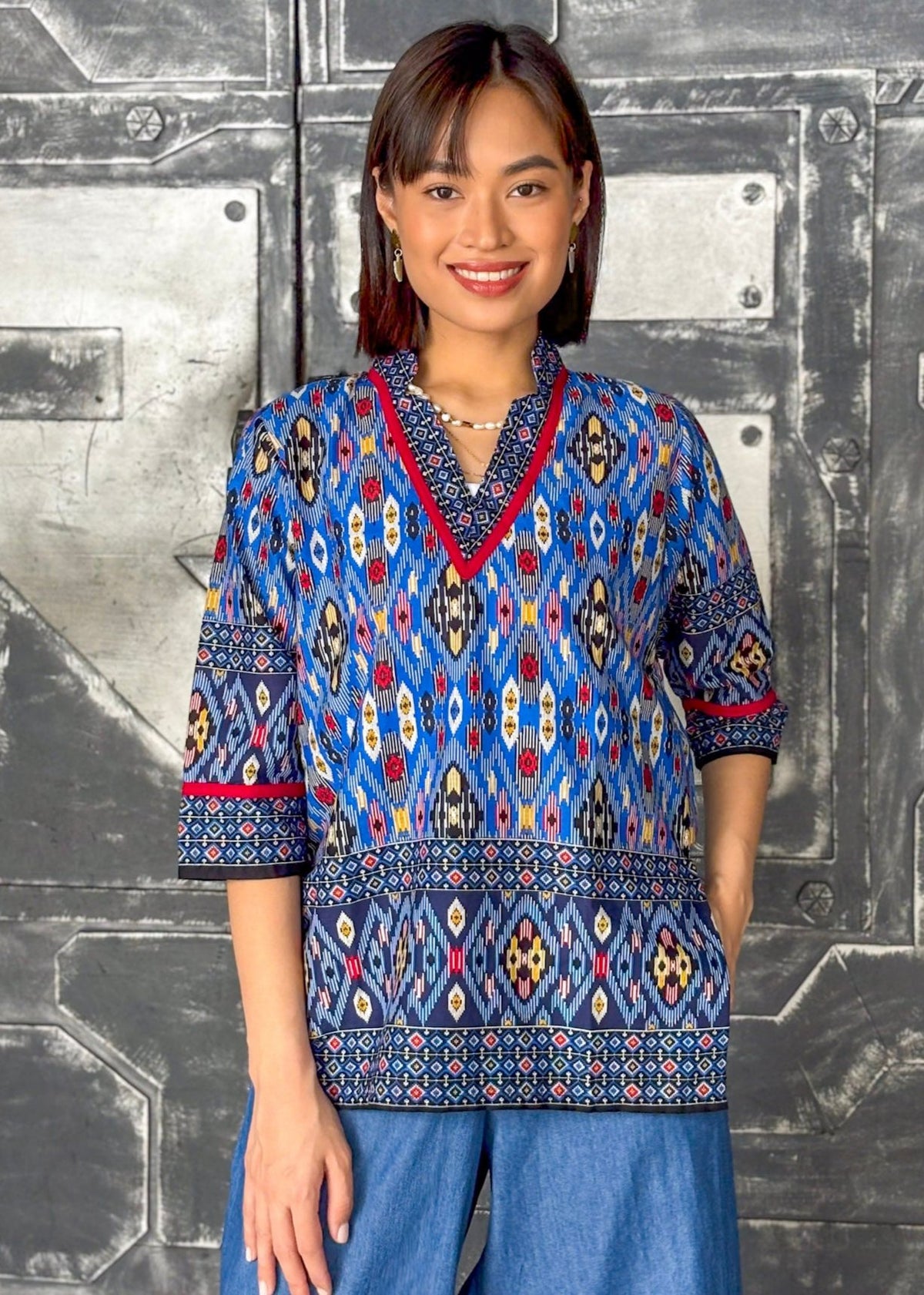 Athena Boho Printed Cotton Top