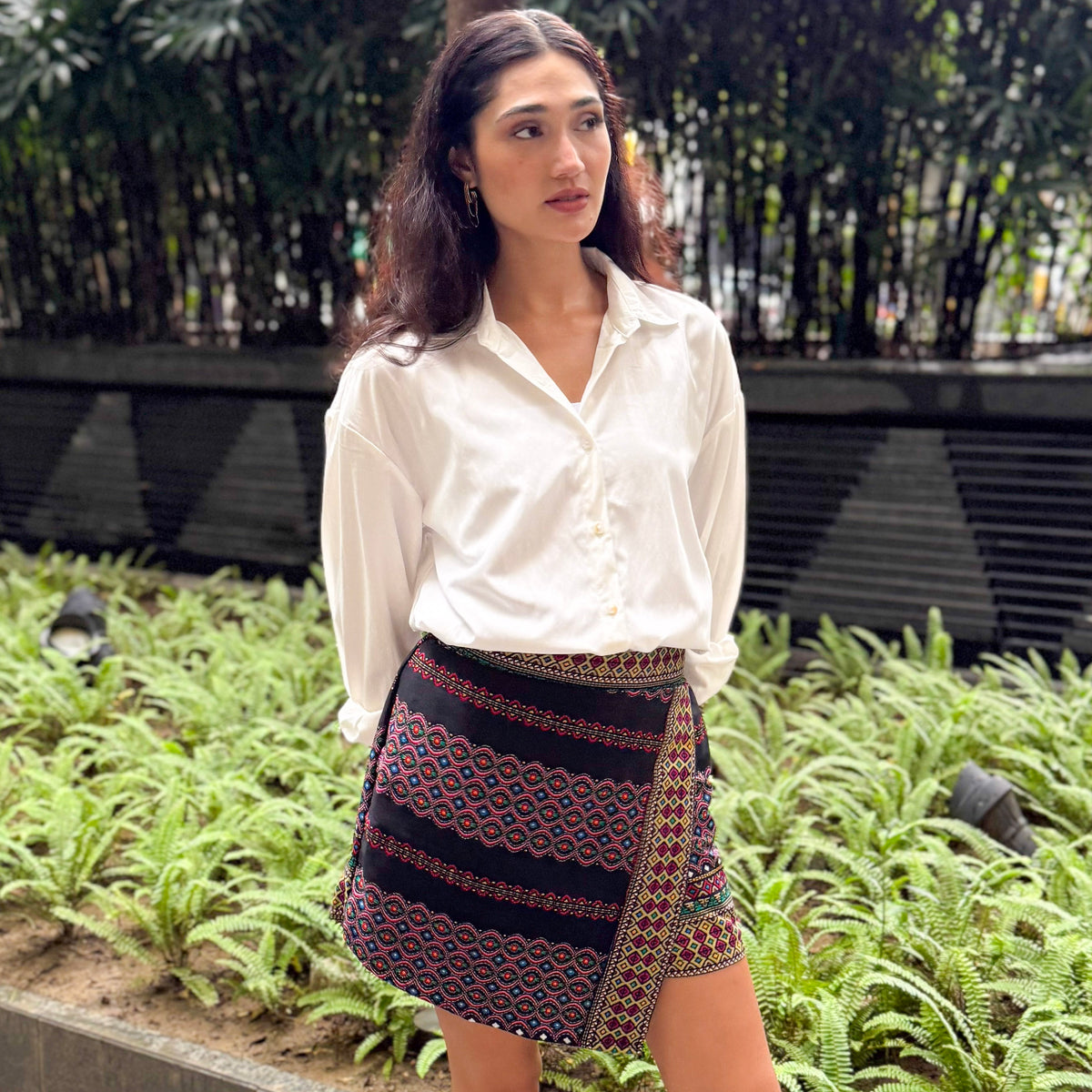 Ziya Raya Skort Asymmetric Shorts Cotton Batik Garterized Waist